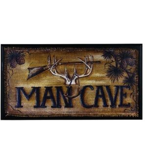 🆕 Man Cave Burlap Wood Sign
